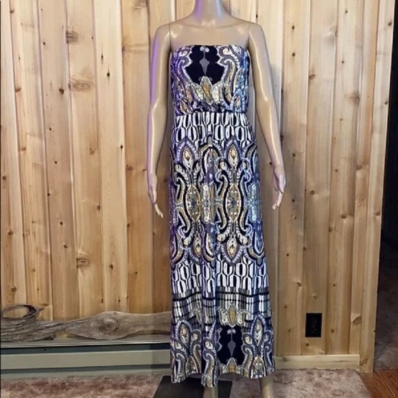 Ruby Rox Full Length Strapless  Open Shoulder Maxi Sundress Size S Anthropologie - Picture 5 of 10